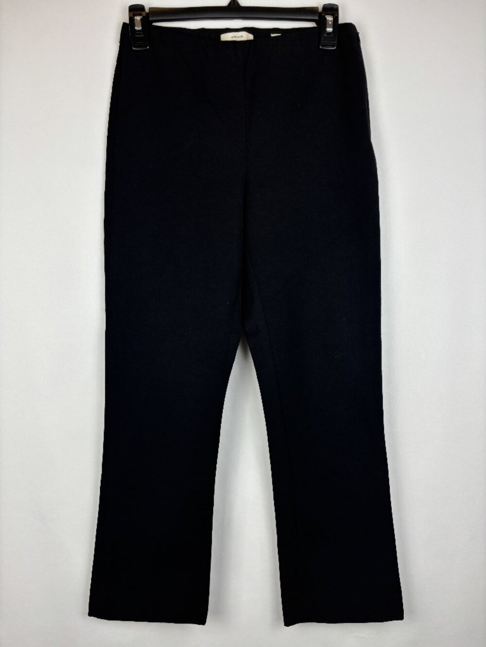 Small Vince Stretch Italian Cotton Black Trousers Straight Leg Pants Clean Sleek